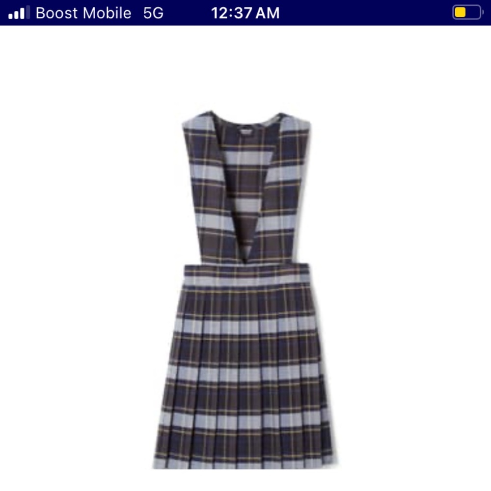 Girls uniform Plaid V-Neck Pleated Jumper